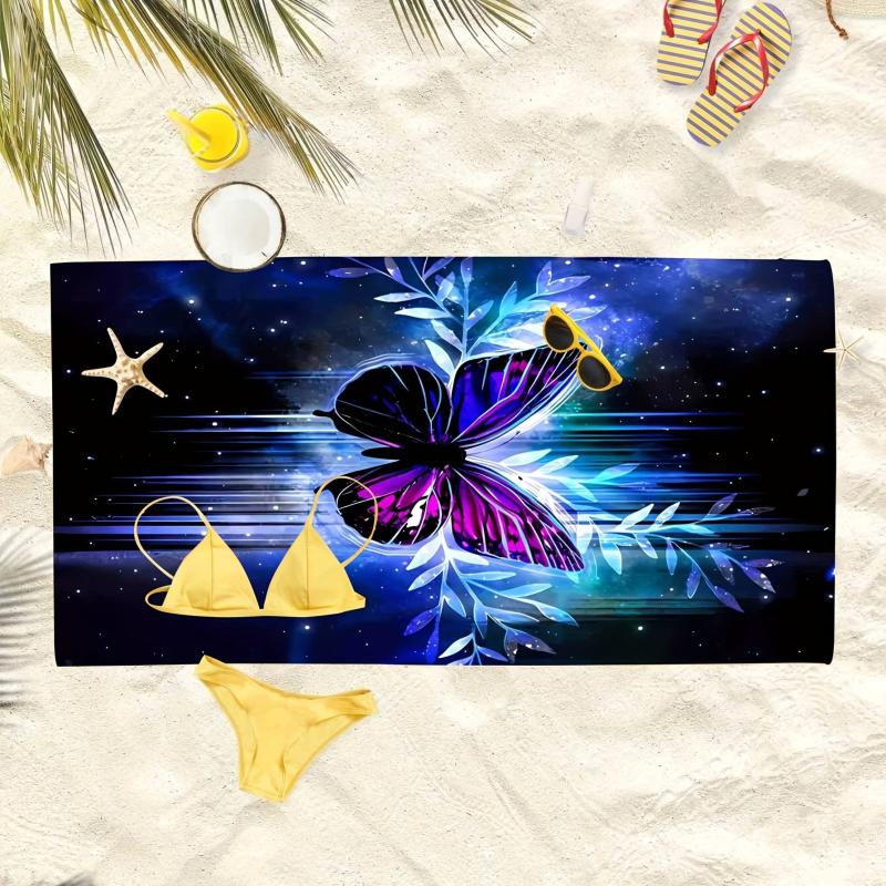 Butterfly Pattern XL Beach Towel Lightweight Quick Dry Water Absorbent 59x29