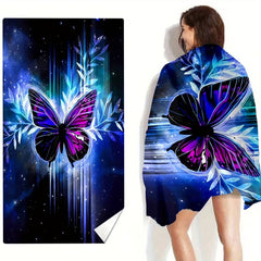 Butterfly Pattern XL Beach Towel Lightweight Quick Dry Water Absorbent 59x29