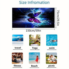 Butterfly Pattern XL Beach Towel Lightweight Quick Dry Water Absorbent 59x29