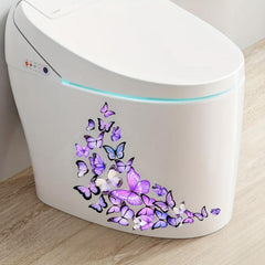 Butterfly Pattern Toilet Lid Decal Funny Adhesive Waterproof Sticker