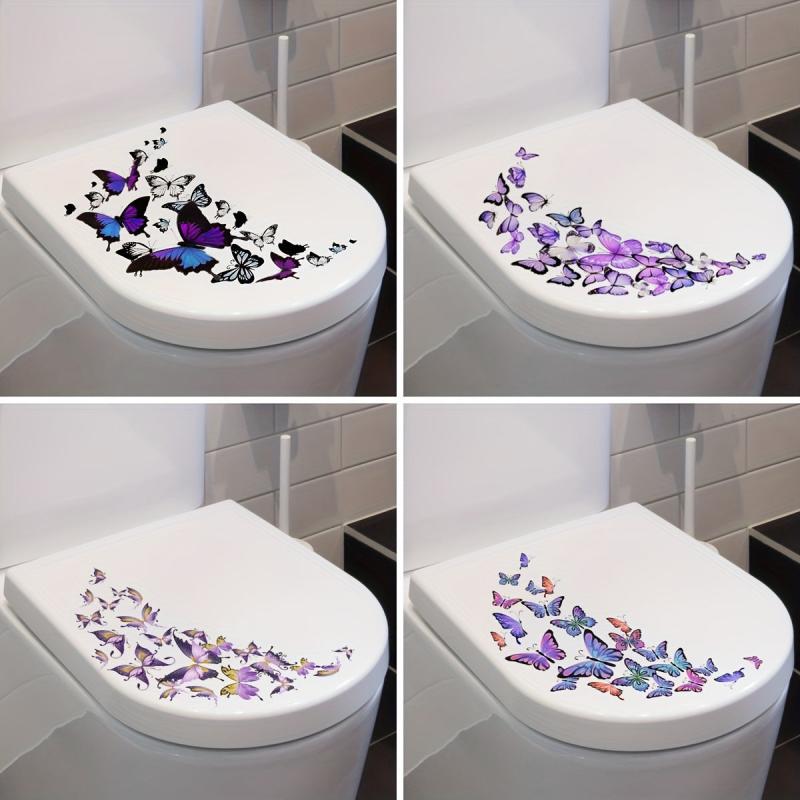 Butterfly Pattern Toilet Lid Decal Funny Adhesive Waterproof Sticker