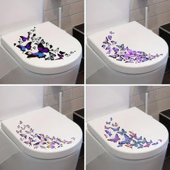 Butterfly Pattern Toilet Lid Decal Funny Adhesive Waterproof Sticker