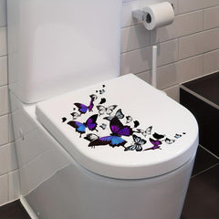 Butterfly Pattern Toilet Lid Decal Funny Adhesive Waterproof Sticker