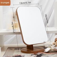 Small Desk Top Mirror Wooden Dressing Table Makeup Mirror