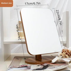 Small Desk Top Mirror Wooden Dressing Table Makeup Mirror