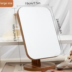 Small Desk Top Mirror Wooden Dressing Table Makeup Mirror