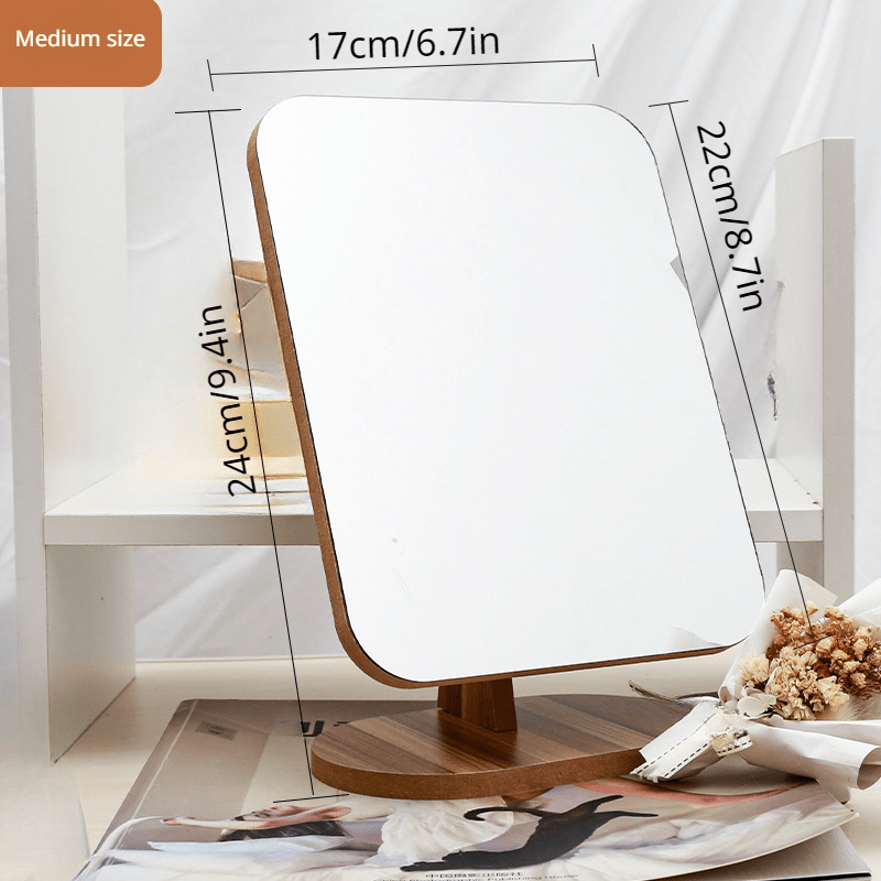 Small Desk Top Mirror Wooden Dressing Table Makeup Mirror