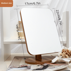 Small Desk Top Mirror Wooden Dressing Table Makeup Mirror