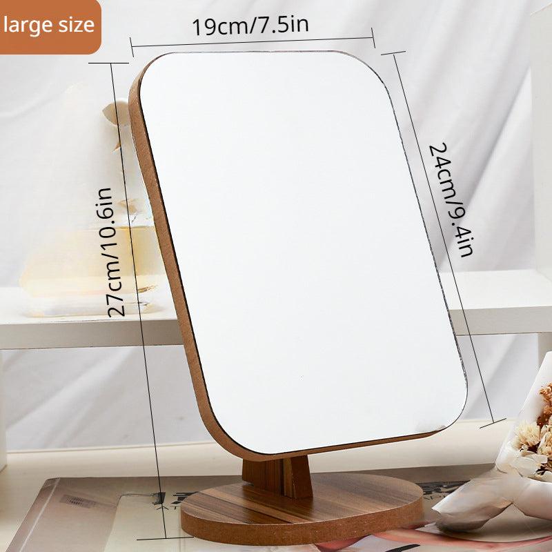 Small Desk Top Mirror Wooden Dressing Table Makeup Mirror