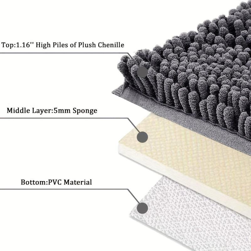 Chenille Bathroom Carpet Non Slip Soft 30in x 20in
