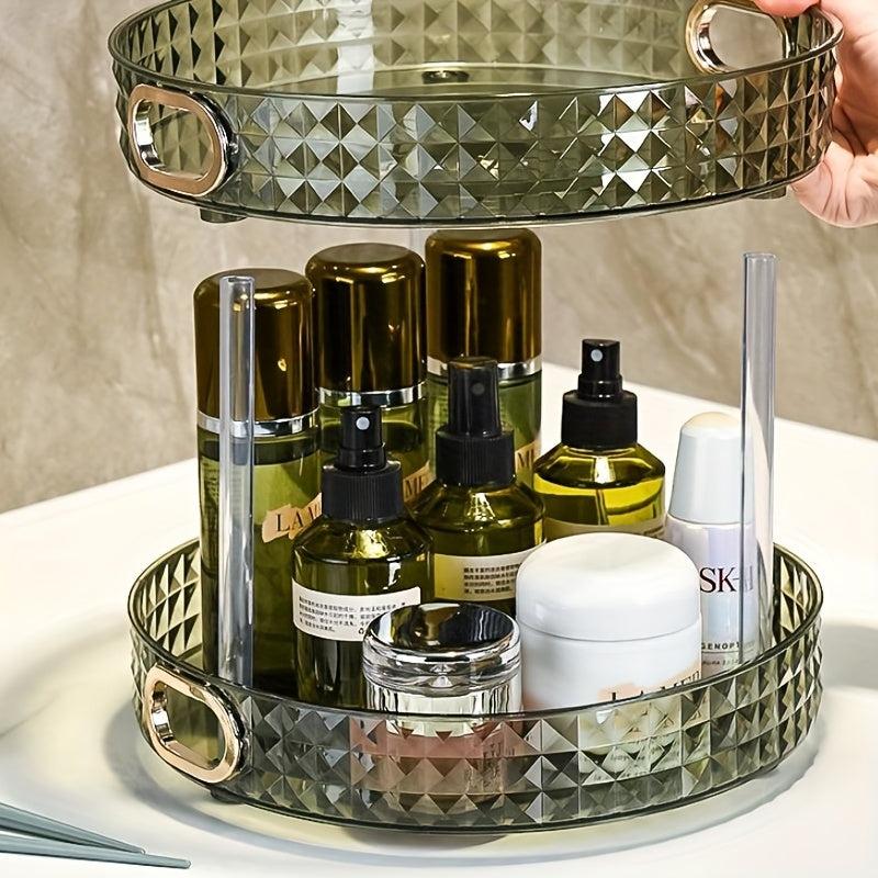 Vanity Cosmetic Rotating Storage Rack Large Capacity Dustproof Jewelry Organizer