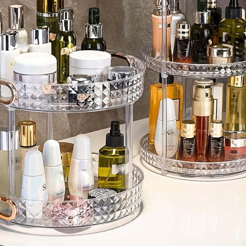 Vanity Cosmetic Rotating Storage Rack Large Capacity Dustproof Jewelry Organizer