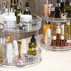 Vanity Cosmetic Rotating Storage Rack Large Capacity Dustproof Jewelry Organizer