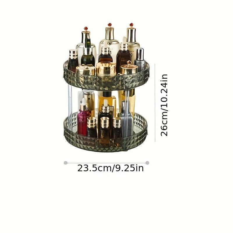 Vanity Cosmetic Rotating Storage Rack Large Capacity Dustproof Jewelry Organizer