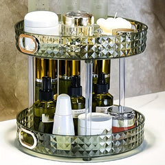 Vanity Cosmetic Rotating Storage Rack Large Capacity Dustproof Jewelry Organizer