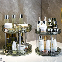 Vanity Cosmetic Rotating Storage Rack Large Capacity Dustproof Jewelry Organizer