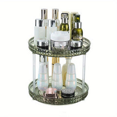 Vanity Cosmetic Rotating Storage Rack Large Capacity Dustproof Jewelry Organizer