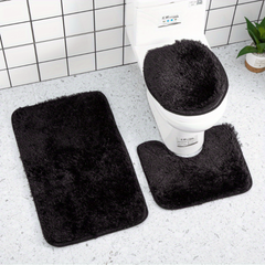 3pc Shaggy Bath Mat Set Non Slip Machine Washable Rug Soft Shower Rugs