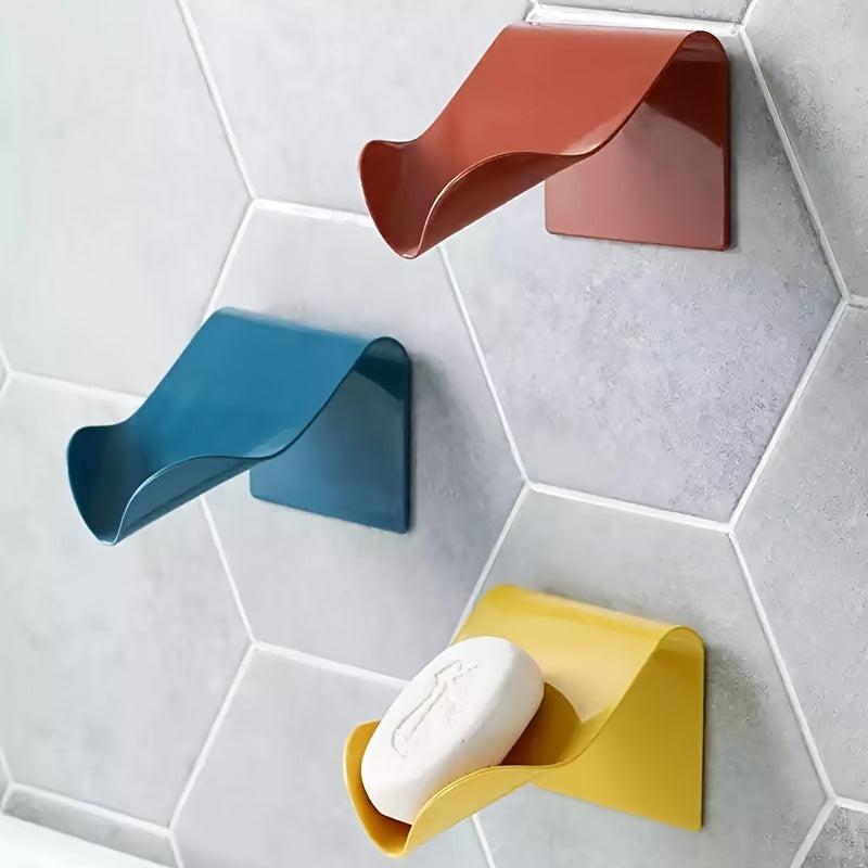 V-Shaped Soap Saver Drainable Soap Dish Wall Mounted Self Adhesive