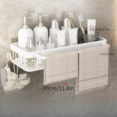 Stylish Wall Mounted Bathroom Rack with Hooks and Rod