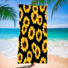 Sunflower Pattern Beach Towel Clearance - Oversize Sports Travel Pool Towel