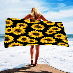 Sunflower Pattern Beach Towel Clearance - Oversize Sports Travel Pool Towel