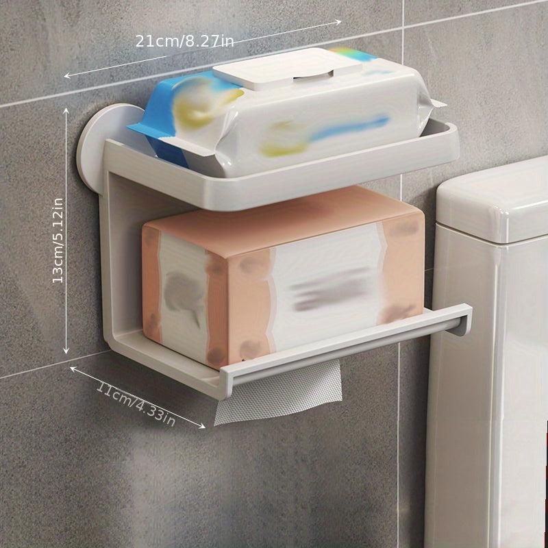 Toilet Roll Holder with Shelf Bathroom Phone Storage Rack Wall Mounted
