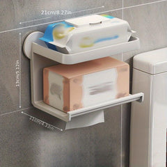 Toilet Roll Holder with Shelf Bathroom Phone Storage Rack Wall Mounted