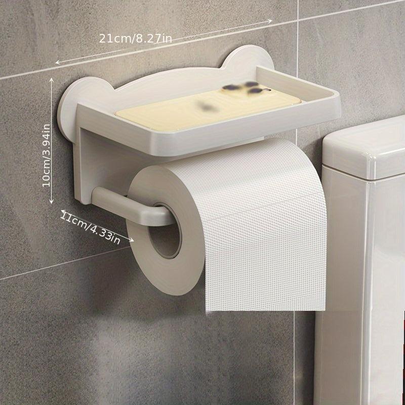 Toilet Roll Holder with Shelf Bathroom Phone Storage Rack Wall Mounted