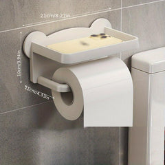 Toilet Roll Holder with Shelf Bathroom Phone Storage Rack Wall Mounted