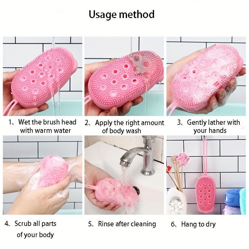 Bear Pattern Silicone Bath Brush - Exfoliating Scrub Sponge