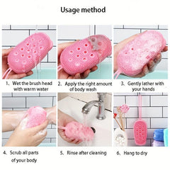 Bear Pattern Silicone Bath Brush - Exfoliating Scrub Sponge