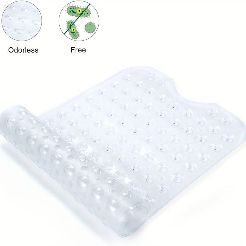 Anti-slip Shower Stall Mat Bathtub Mats with Drain Holes and Suction Cup