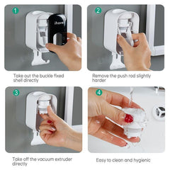Toothbrush Holder With Automatic Toothpaste Dispenser Wall Mounted