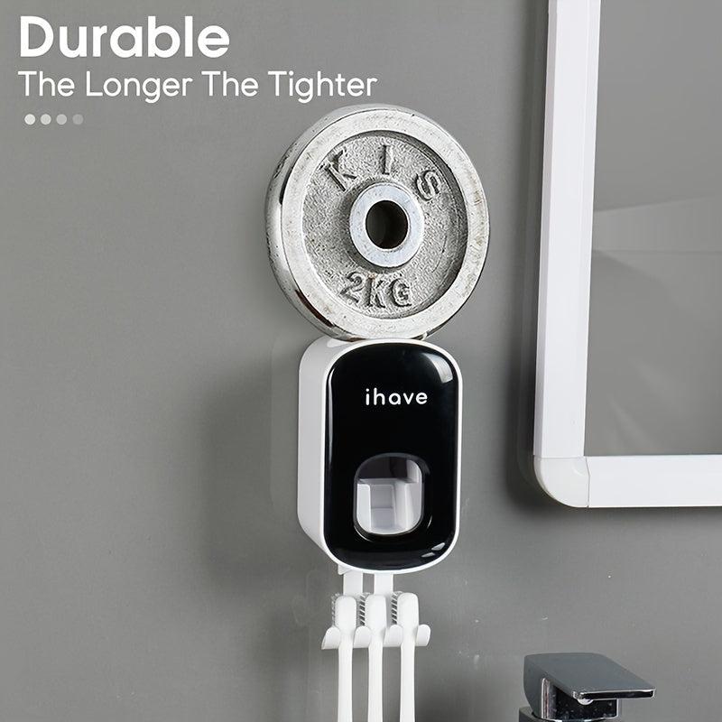 Toothbrush Holder With Automatic Toothpaste Dispenser Wall Mounted