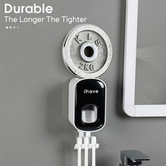 Toothbrush Holder With Automatic Toothpaste Dispenser Wall Mounted
