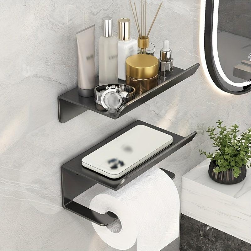 Toilet Roll Paper Holder with Shelf Bathroom Storage Rack
