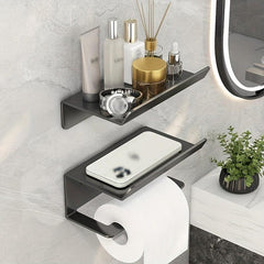 Toilet Roll Paper Holder with Shelf Bathroom Storage Rack