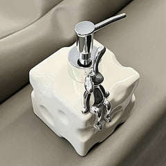 Rabbit Ceramic Soap Dispenser Countertop for Bathroom, Refillable Lotion Bottle