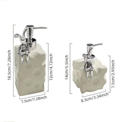 Rabbit Ceramic Soap Dispenser Countertop for Bathroom, Refillable Lotion Bottle