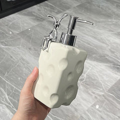 Rabbit Ceramic Soap Dispenser Countertop for Bathroom, Refillable Lotion Bottle
