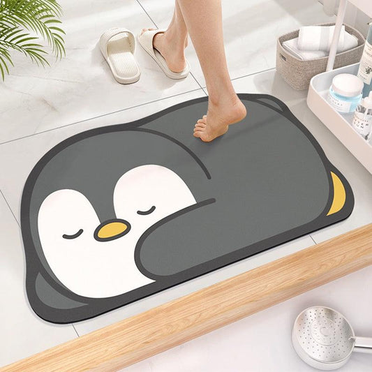 Cartoon Animal Bath Mat Quick Drying Non Slip Entrance Rug Bathroom Decor