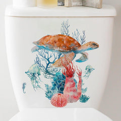 Sea Turtle Toilet Sticker Marine Life Wall Decoration