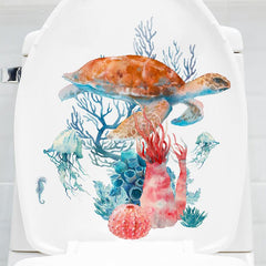Sea Turtle Toilet Sticker Marine Life Wall Decoration