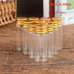 10pcs Clear Glass Bottle Tiny Jar With Lid Sealed Refillable Bottle