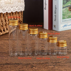 10pcs Clear Glass Bottle Tiny Jar With Lid Sealed Refillable Bottle