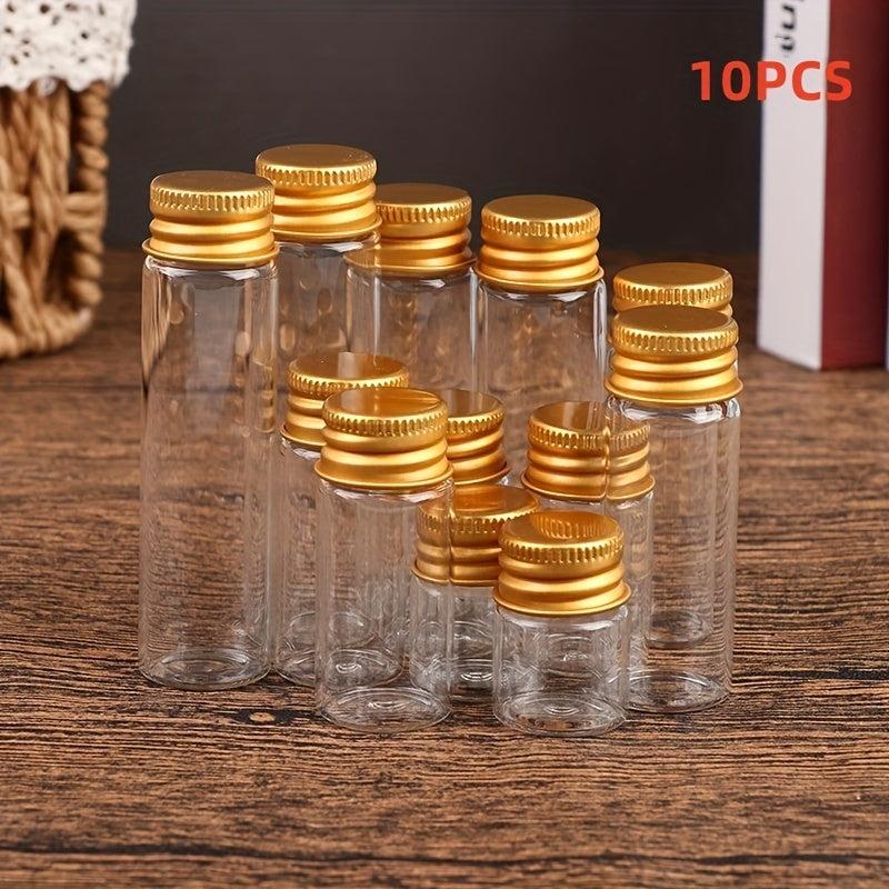10pcs Clear Glass Bottle Tiny Jar With Lid Sealed Refillable Bottle