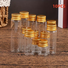 10pcs Clear Glass Bottle Tiny Jar With Lid Sealed Refillable Bottle