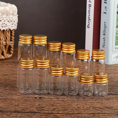 10pcs Clear Glass Bottle Tiny Jar With Lid Sealed Refillable Bottle