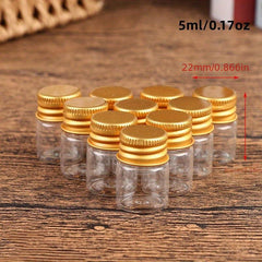 10pcs Clear Glass Bottle Tiny Jar With Lid Sealed Refillable Bottle